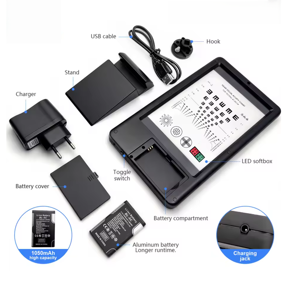 Mini tabla de agudeza visual portatil LED