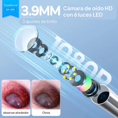 Otoscopio con Camara 4.3mm, con pantalla 1.85" WiFi Compatible con Android/iPhone