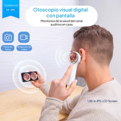 Otoscopio con Camara 4.3mm, con pantalla 1.85" WiFi Compatible con Android/iPhone