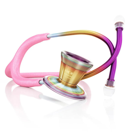 Estetoscopio Adulto ProCardial® Titanio + Estuche - Rosa Claro Brillante/Kaleidoscope